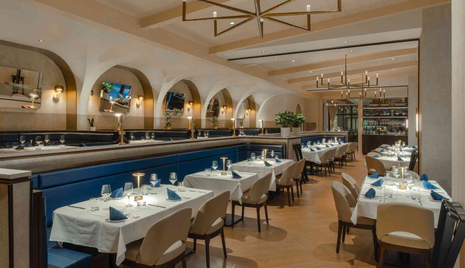 Chophouse dining room at One Social District restaurant inside One09 Apartments Madison